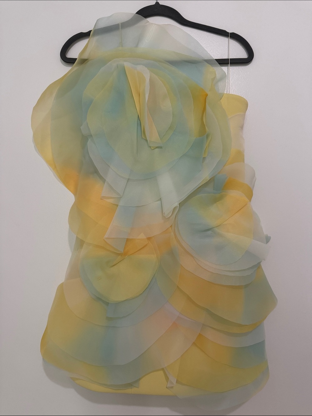 Acler Yellow and Pale Blue Layered Ruffle Mini Dress - Picture 3 of 5